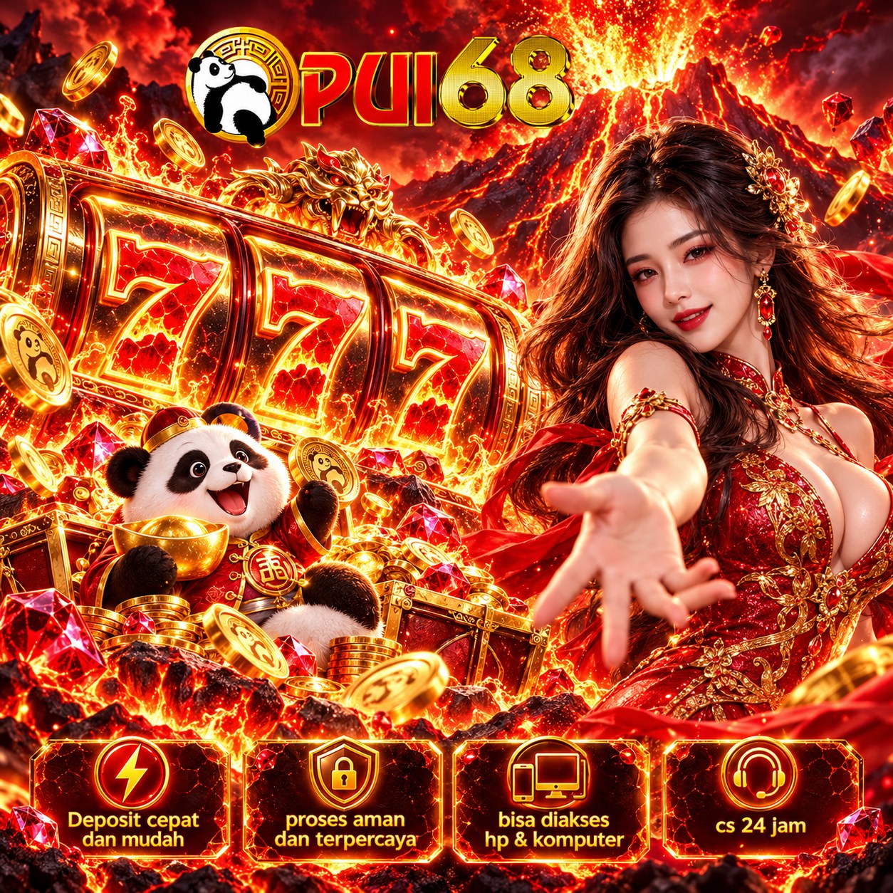 Banner PUI68: event bertema scatter hitam dan naga merah